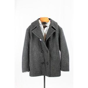 Men's Vintage 2000 USN US NAVY Charcoal Grey Wool Peacoat Jacket, Size M